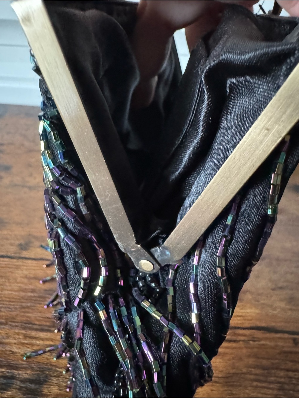 Menbur Peacock Beaded Kiss Lock Evening Bag Fringe Chain Purse - Picture 10 of 11